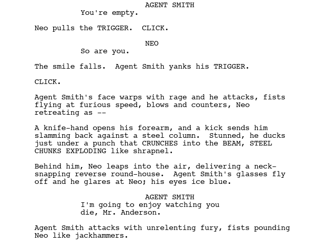 movie fight scene between Neo and Mr. Smith in The Matrix