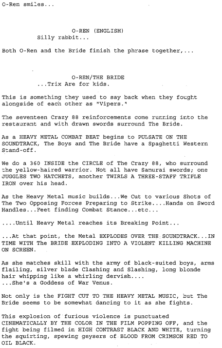 scripted fight scene in Kill Bill vol. 1