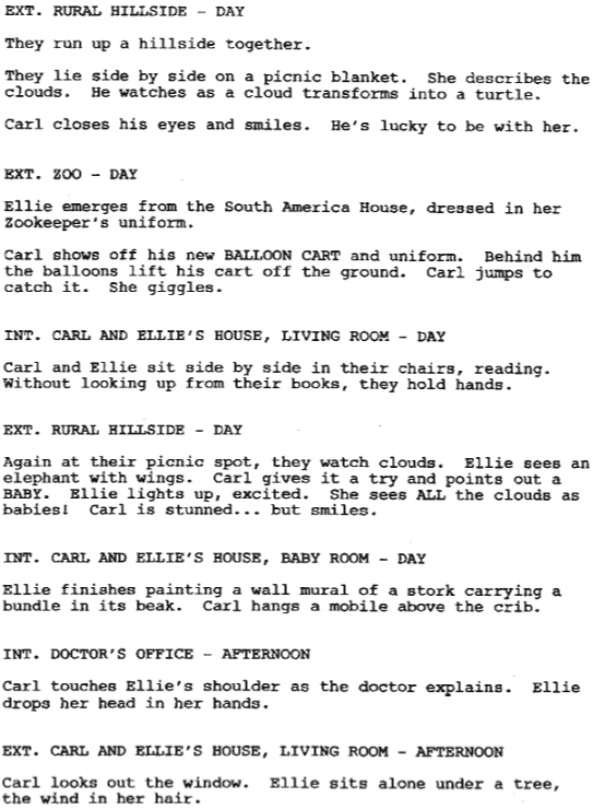 The script of the opening scene of Up.
