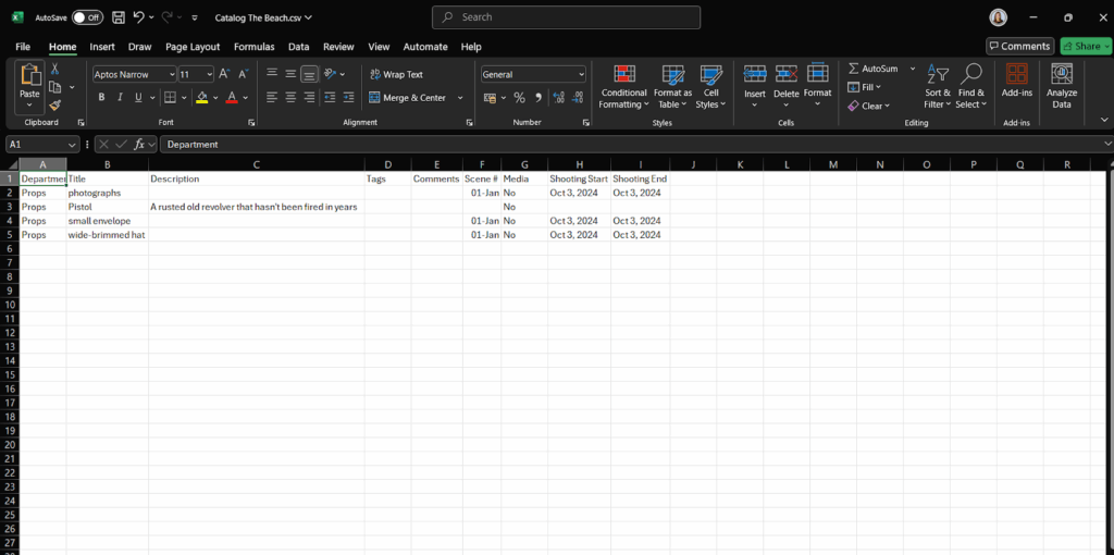 An example of an exported and complete production catalog