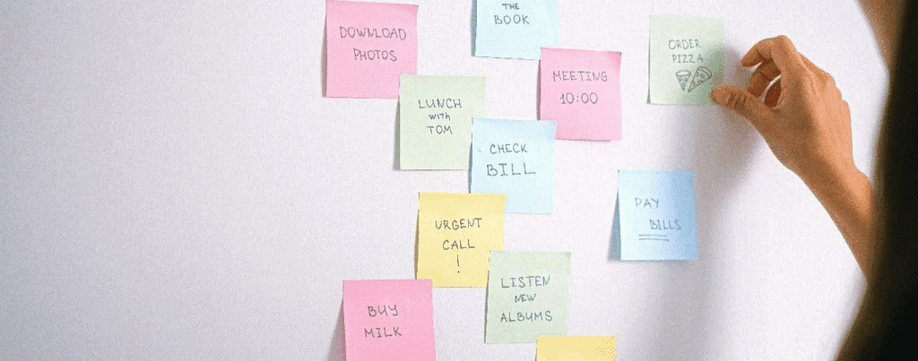 sticky notes on a wall