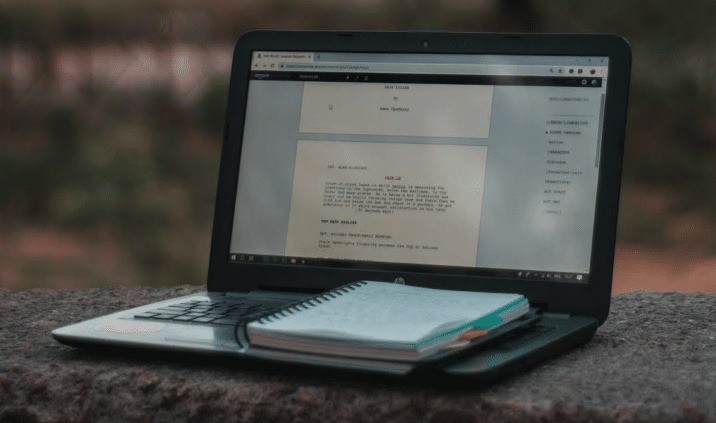 What is falling action?

A notebook sits on an open laptop - a screenplay is on the screen