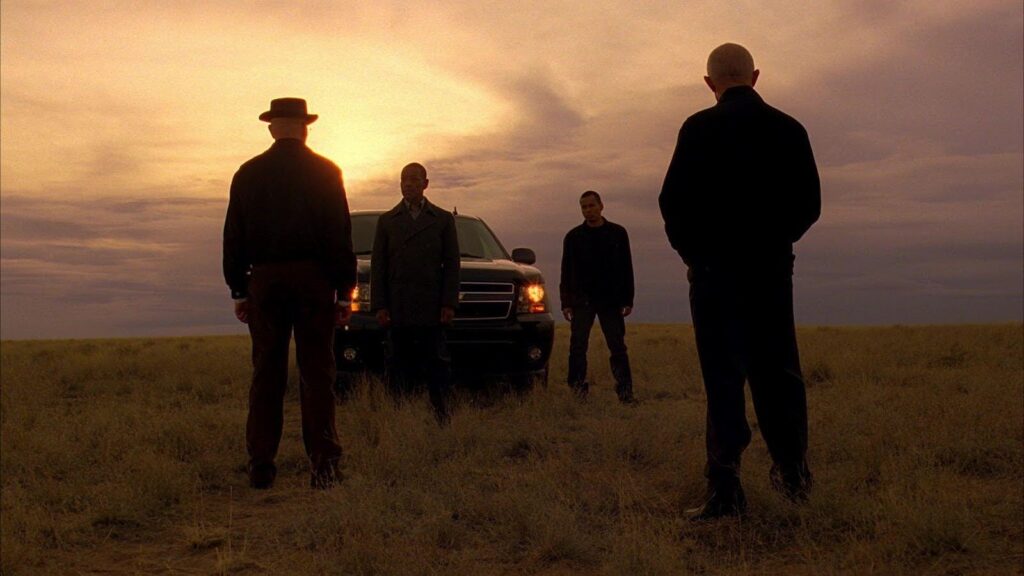 a sunset scene from Breaking Bad - centered in New Mexico
