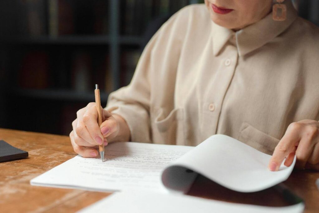 a woman writes an opening scene