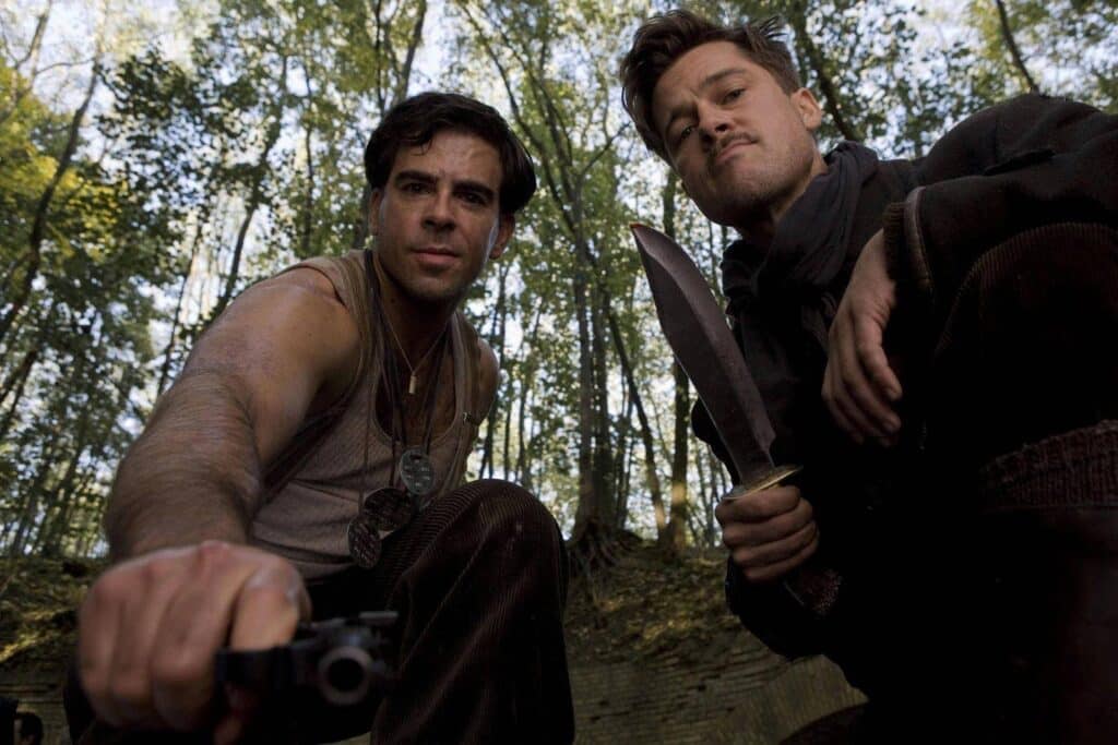 Eli Roth and Brad Pitt in the Alternative History film: Inglorious Basterds