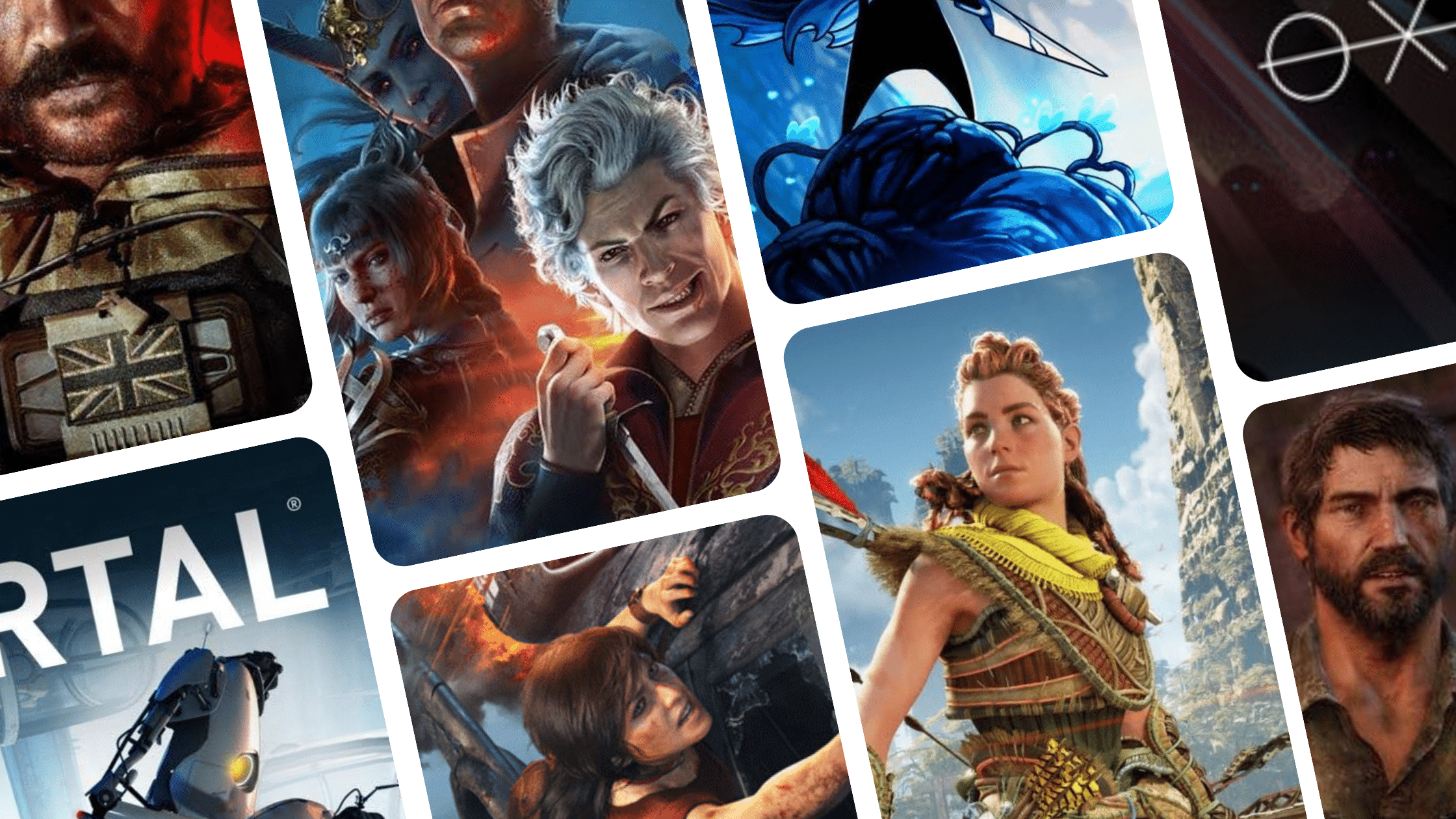 a collage of video game title cards