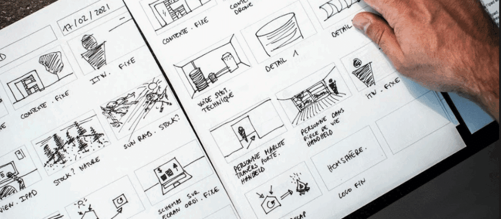 a hand drawn storyboard