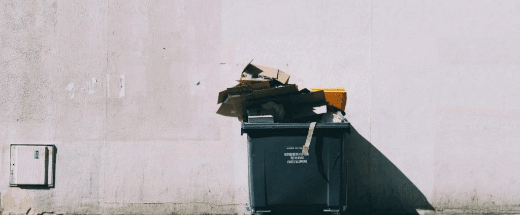 a dumpster full of trash