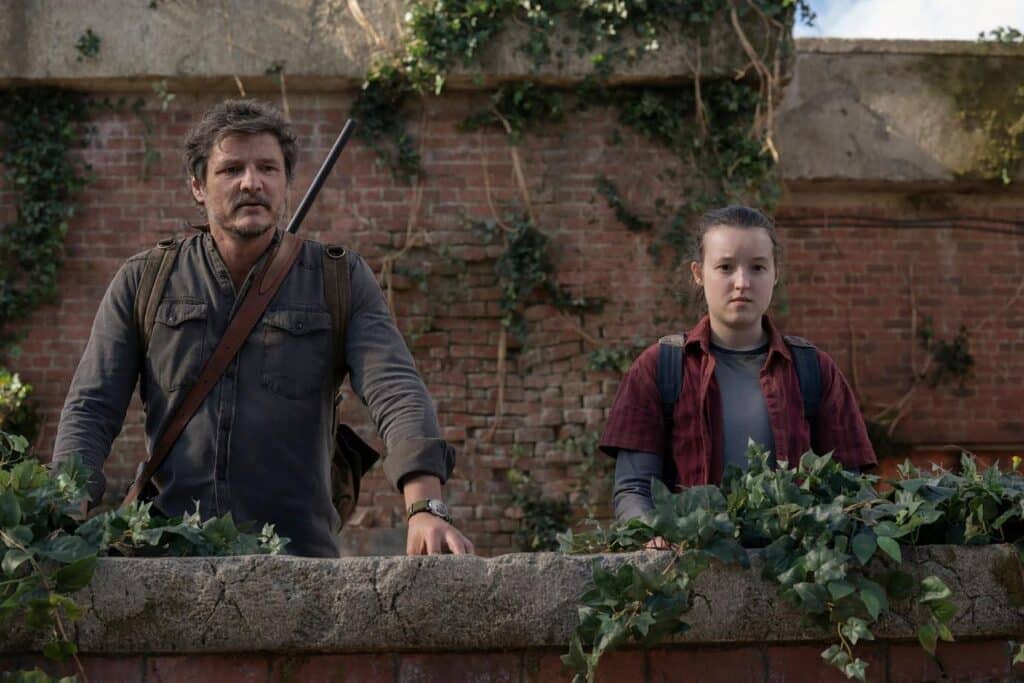 Joel and Ellie overlook the city of Seattle in The Last of Us Season 1