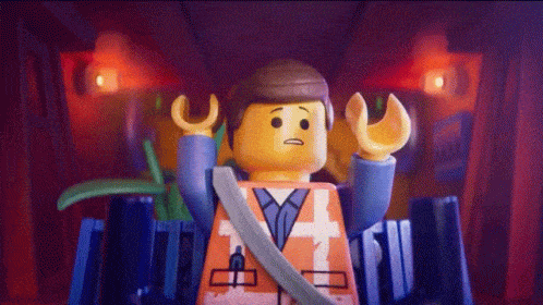 A gif of the Lego guy in the children's movie: The Lego movie (forgive me, I forget his name. The actor is Chris Pratt)