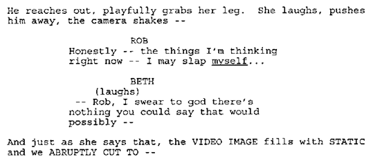 A script excerpt from the found footage film: Cloverfield