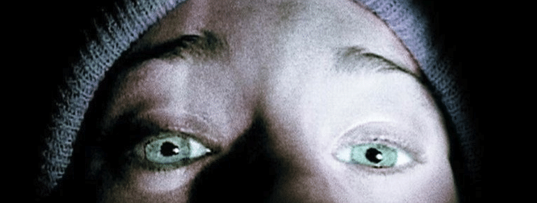 The famous close-up from the Found Footage horror film: The Blair Witch Project