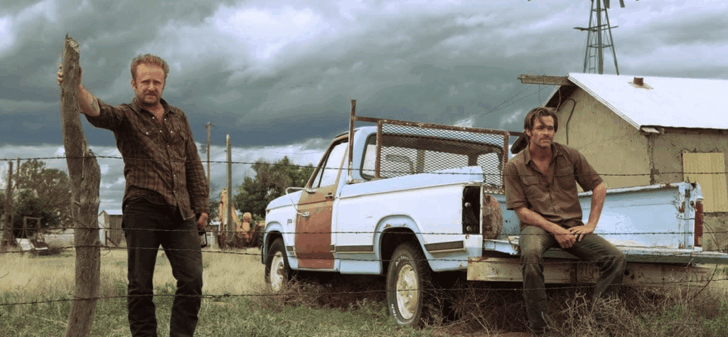 A still of two of the main characters from the neo-western film Hell or High Water