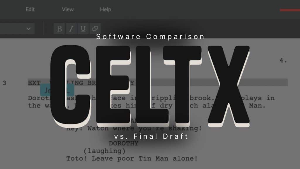 banner graphic showing Celtx screenwriting software with large text that reads, "Software comparison: Celtx vs final draft"