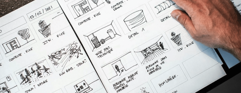an example of a storyboard (hand drawn)