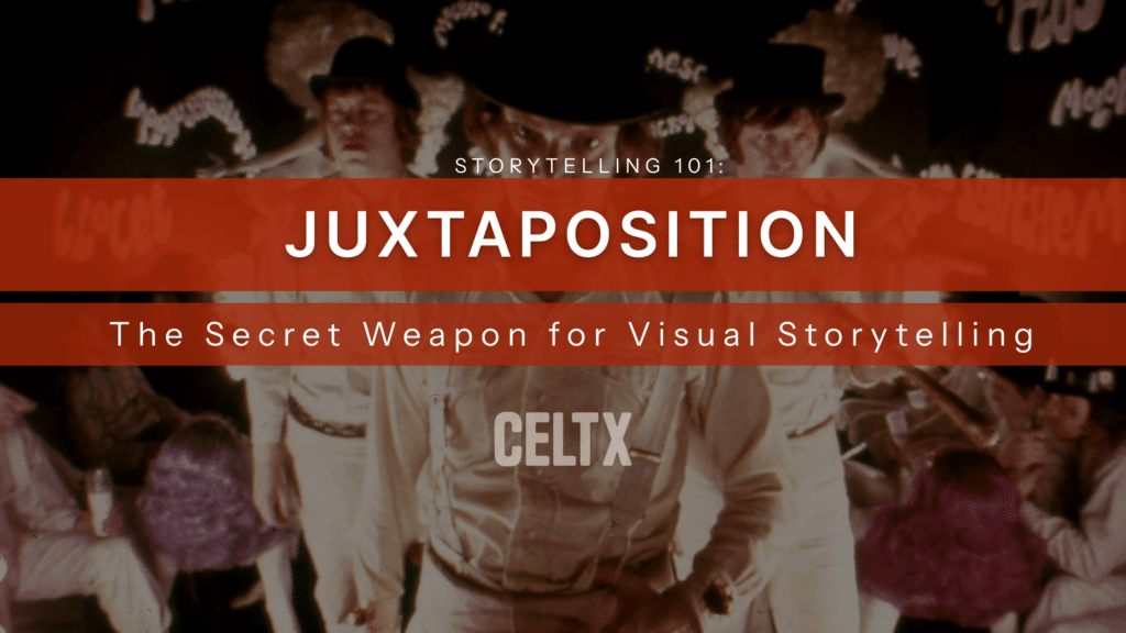 Graphic with large text that reads "storytelling 101: juxtaposition. the secret weapon for visual storytelling"

The Celtx logo is at the bottom in the center.