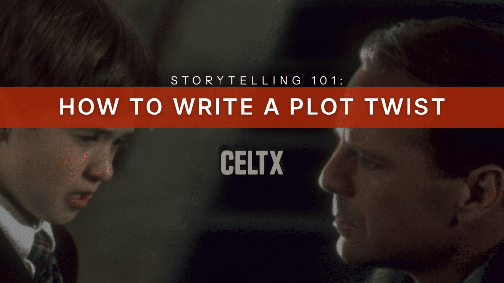 storytelling 101: how to write a plot twist.

a photo from The Sixth Sense is the background image. The Celtx logo is centered below the title text.