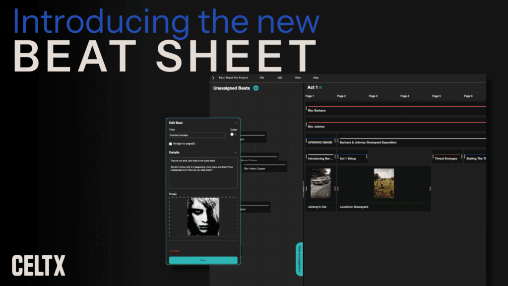 introducing the new celtx beat sheet
