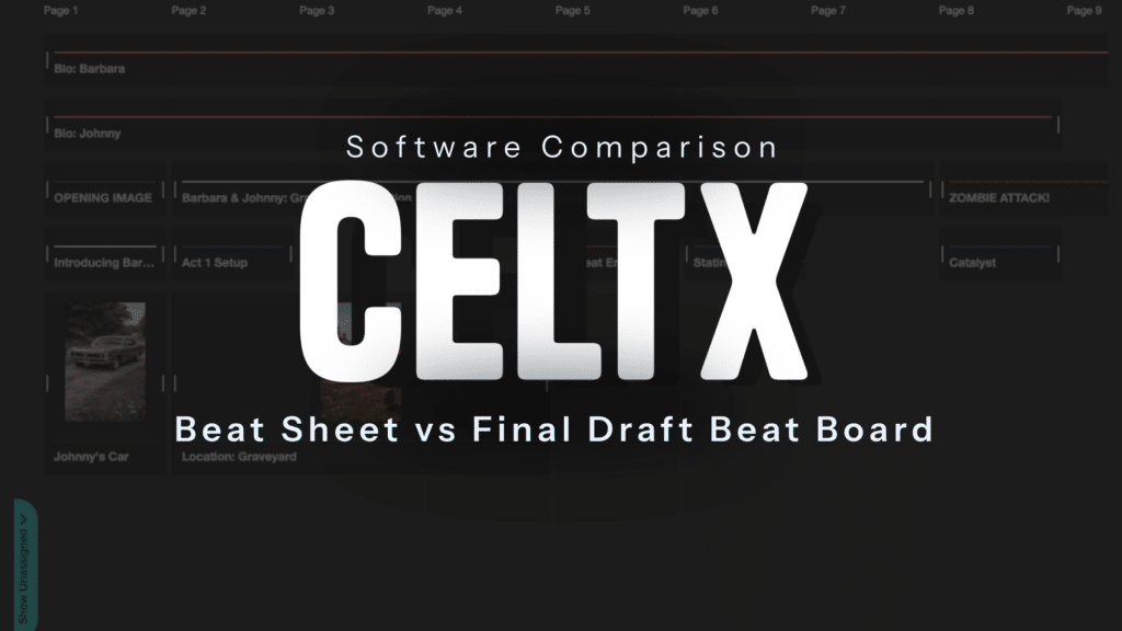 software comparison: Celtx beat sheet vs final draft beat board