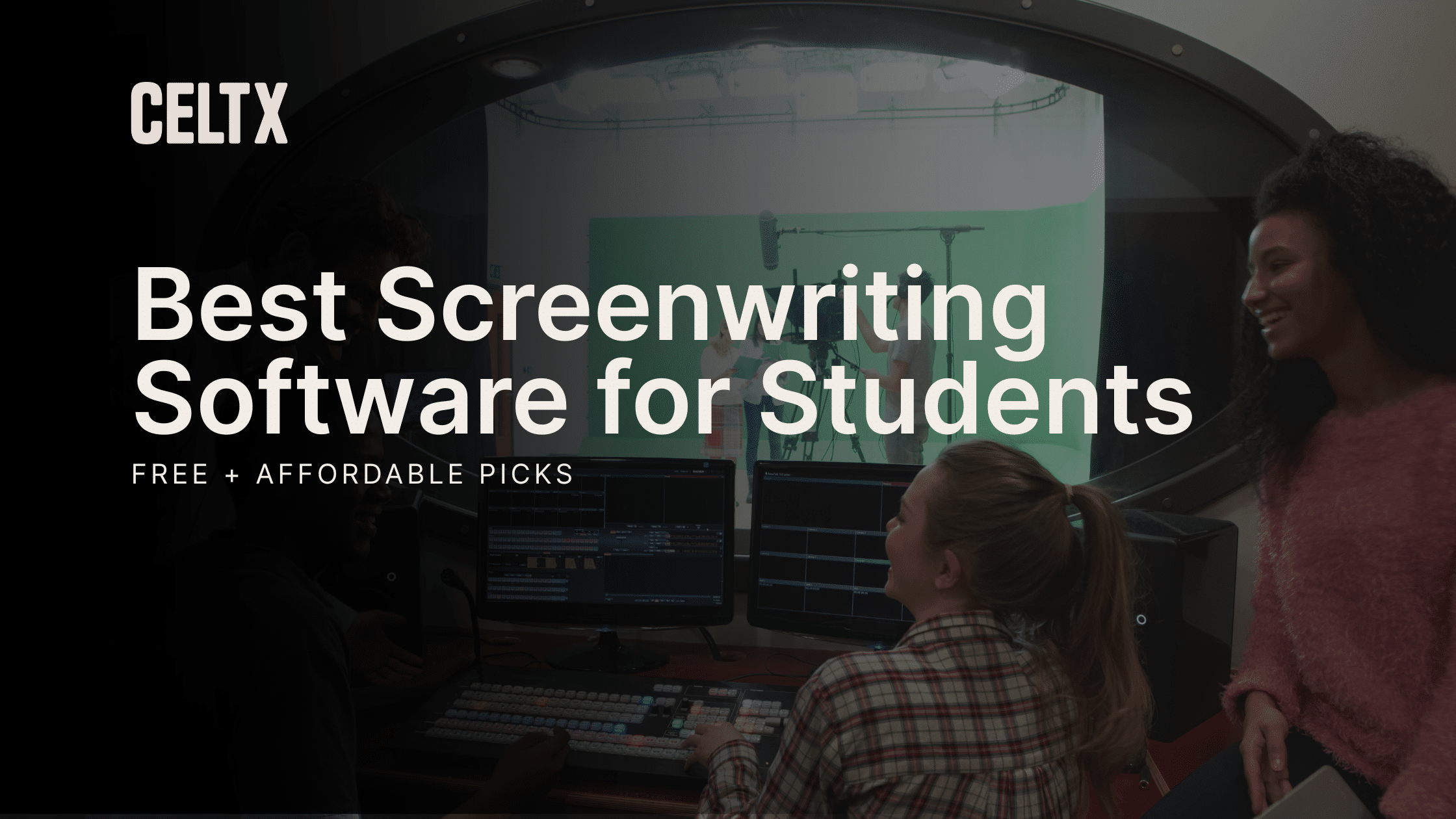 best screenwriting software for students (free + affordable picks). Celtx logo is at the top left.