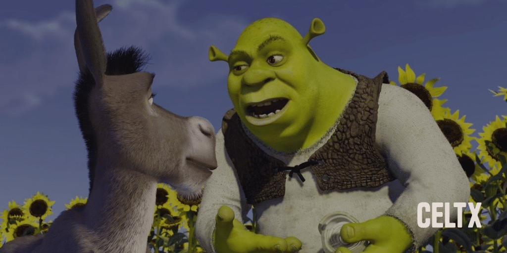 Shrek and Donkey from the film Shrek - two dynamic characters.