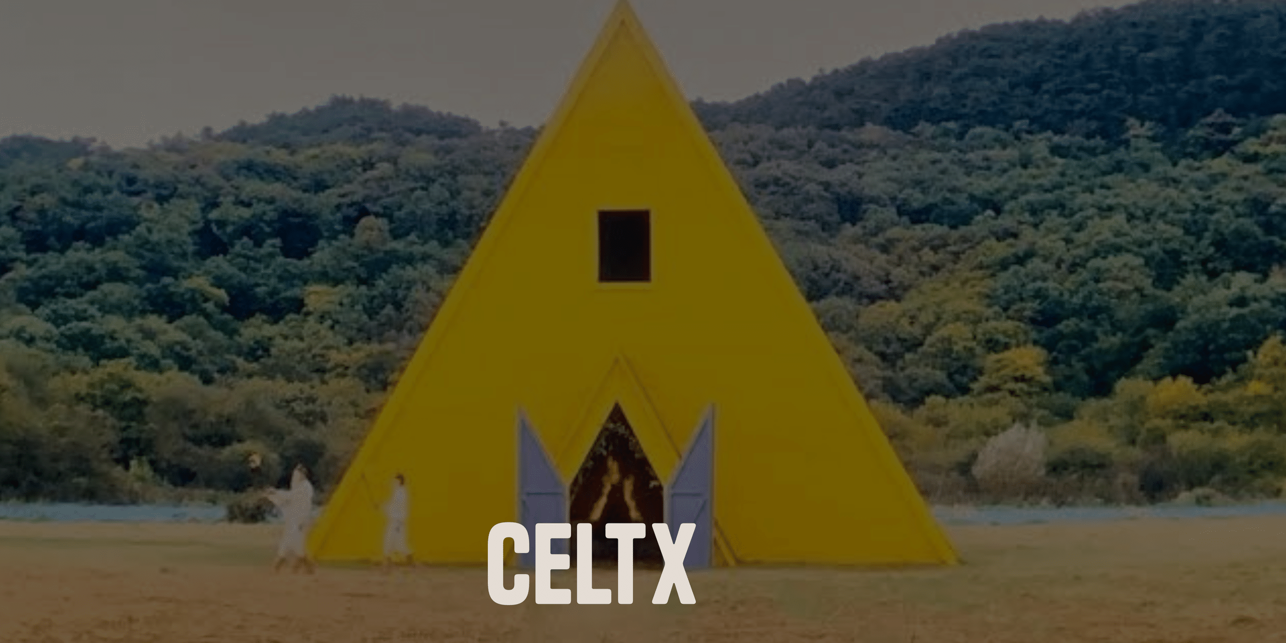 the yellow temple from the film Midsommer - a great example of modern folk horror. The Celtx logo is at the bottom center.